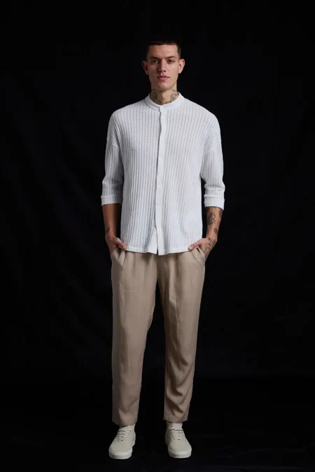 Mao shirt-tencel pants